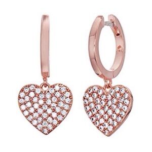 KATE SPADE • Yours Truly Heart Drop Huggies Hoop Earrings